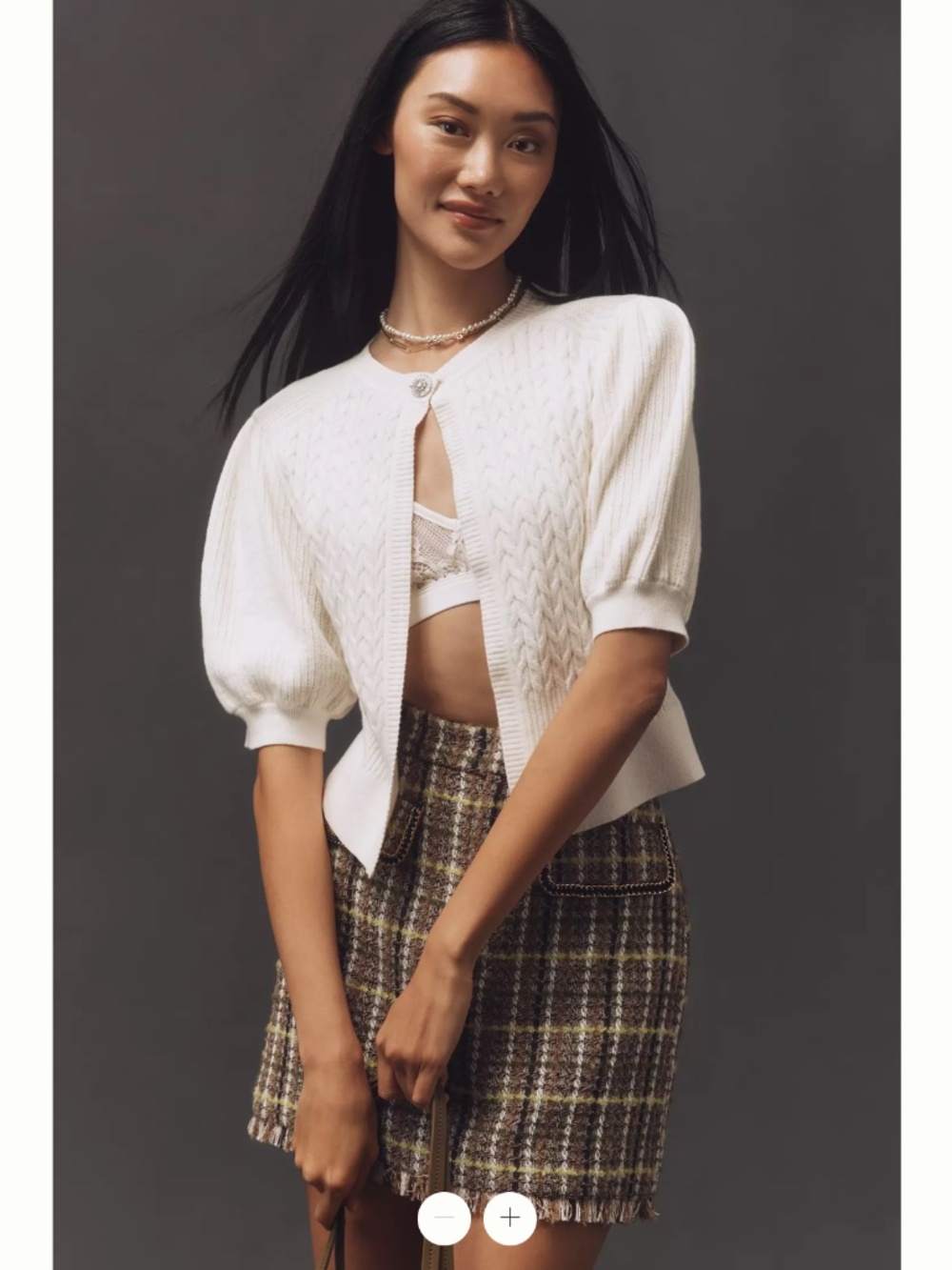Anthropologie Maeve Short-Sleeve Cable-Knit Cardigan Sweater